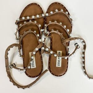 Steve Madden Brown Sandals with Pearl Accents